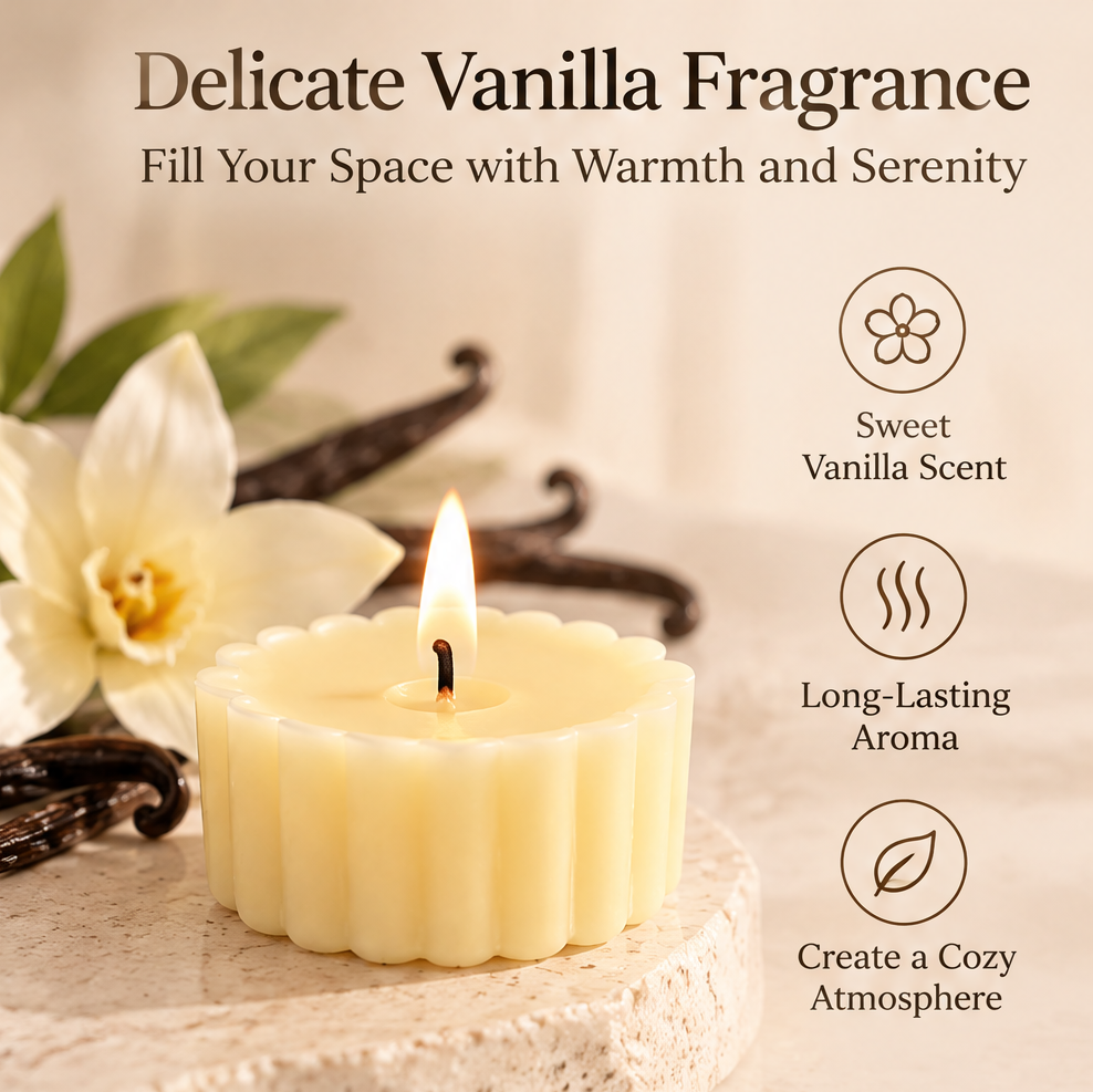 KAELIROAY® Vanilla Scented Flower Tealight Candle Set — Sweet Fragrance, Elegant Floral Design