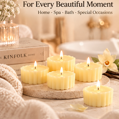 KAELIROAY® Vanilla Scented Flower Tealight Candle Set — Sweet Fragrance, Elegant Floral Design