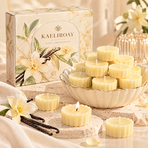KAELIROAY® Vanilla Scented Flower Tealight Candle Set — Sweet Fragrance, Elegant Floral Design