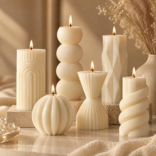 KAELIROAY® Ivory Sculptural Candle Gift Set — 6 Unique Designs (Art in Every Flame)