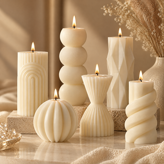 KAELIROAY® Ivory Sculptural Candle Gift Set — 6 Unique Designs (Art in Every Flame)
