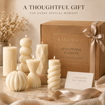 KAELIROAY® Ivory Spiral Twist Candle close-up — Premium Quality, Beauty in Every Detail. Natural Soy Wax, Clean Burning, Smoke Free & Low Scent, Artistic Home Décor.
